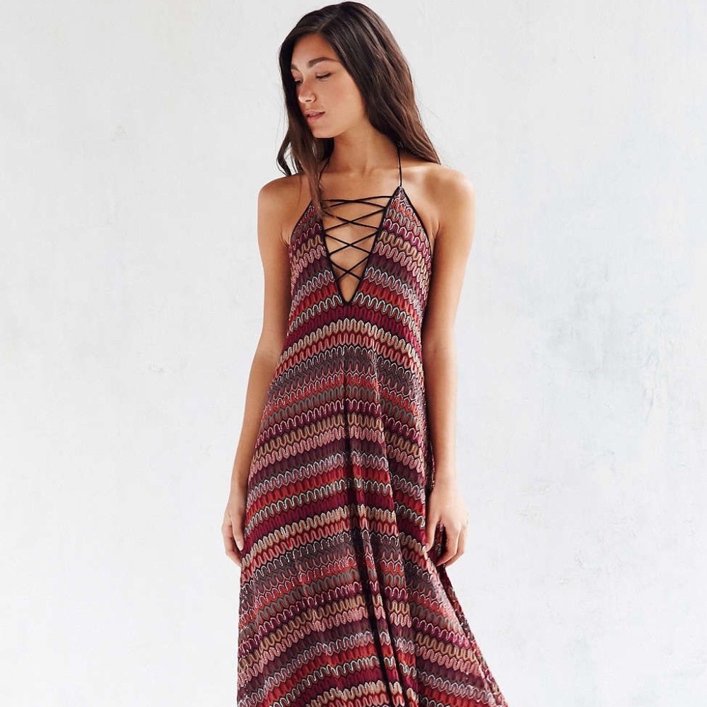 Ecote Flame Stitch Lace-Up Maxi Urban Outfitters S